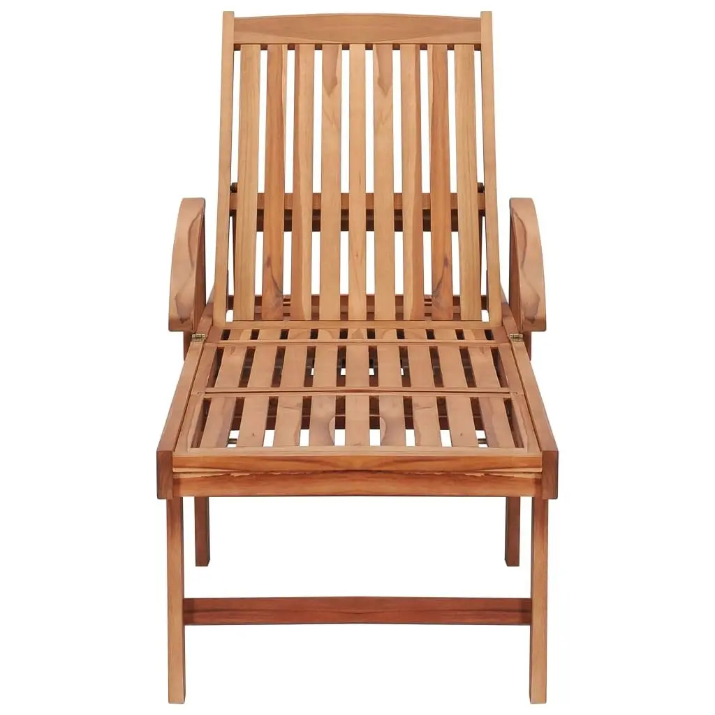 Sun Lounger with Grey Cushion Solid Teak Wood 3063007