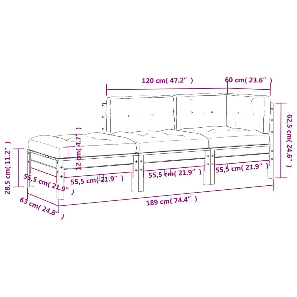 Garden Sofa with Cushions and Footstool 2-Seater 838174