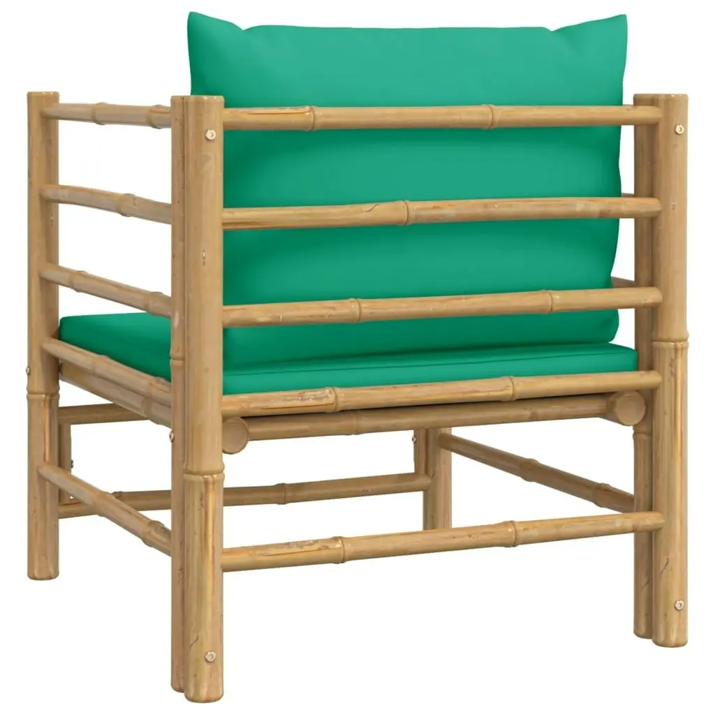 Garden Sofa with Green Cushions Bamboo 362296