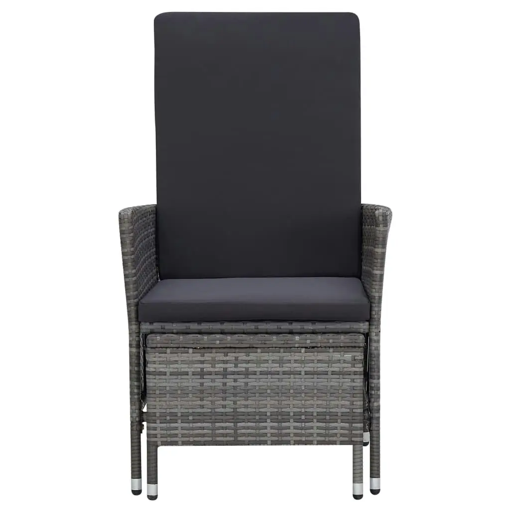 Reclining Garden Chair with Cushions Poly Rattan Grey 310230