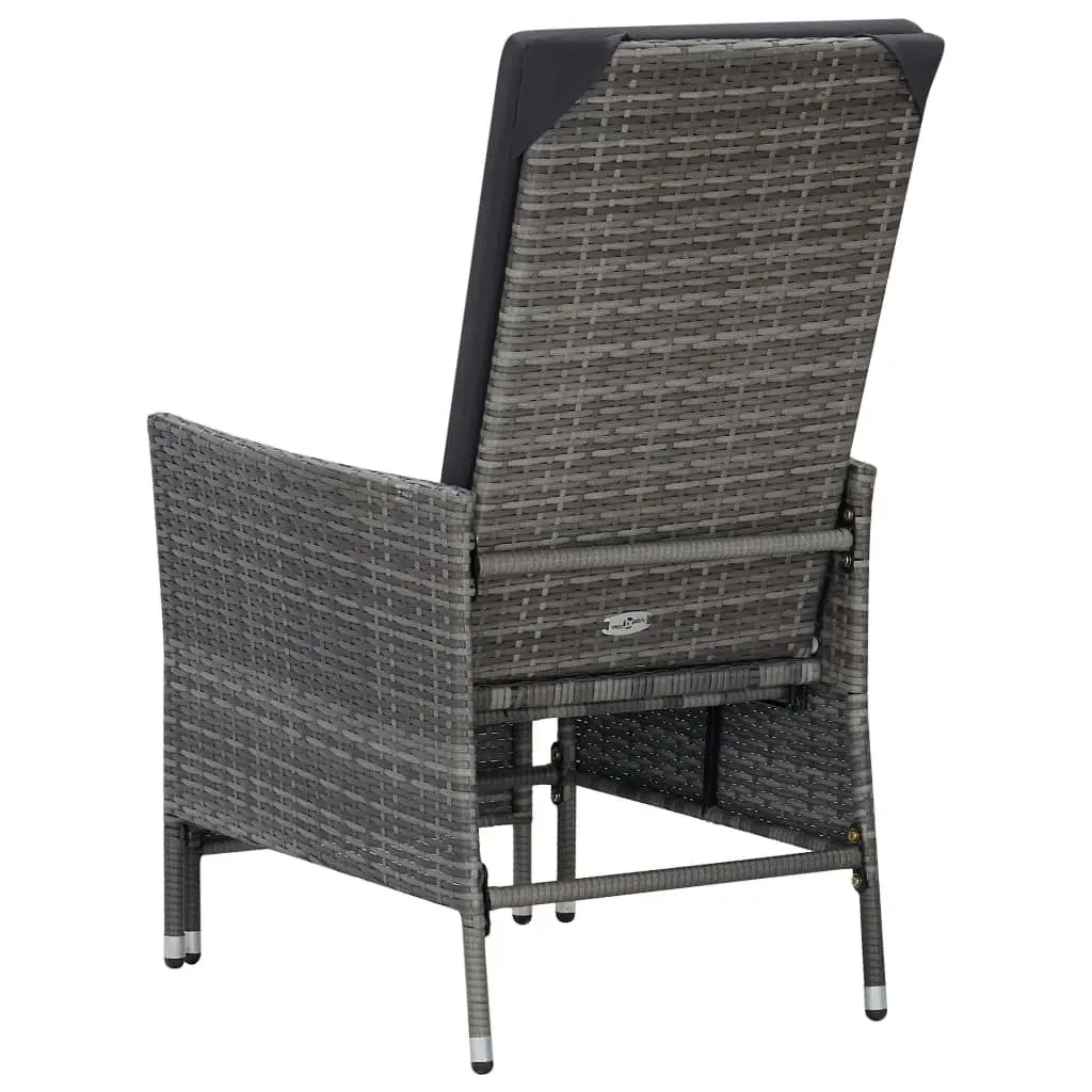 Reclining Garden Chair with Cushions Poly Rattan Grey 310230