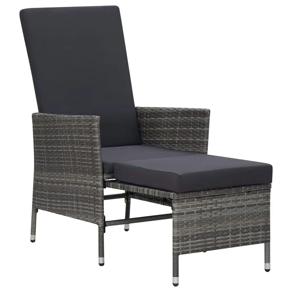 Reclining Garden Chair with Cushions Poly Rattan Grey 310230