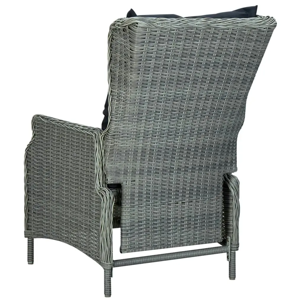 Reclining Garden Chair with Cushions Poly Rattan Light Grey 313301