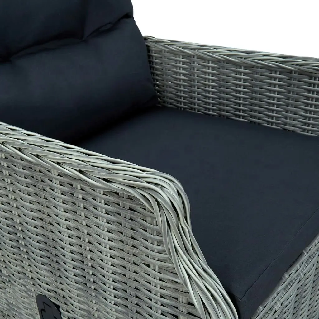 Reclining Garden Chair with Cushions Poly Rattan Light Grey 313301