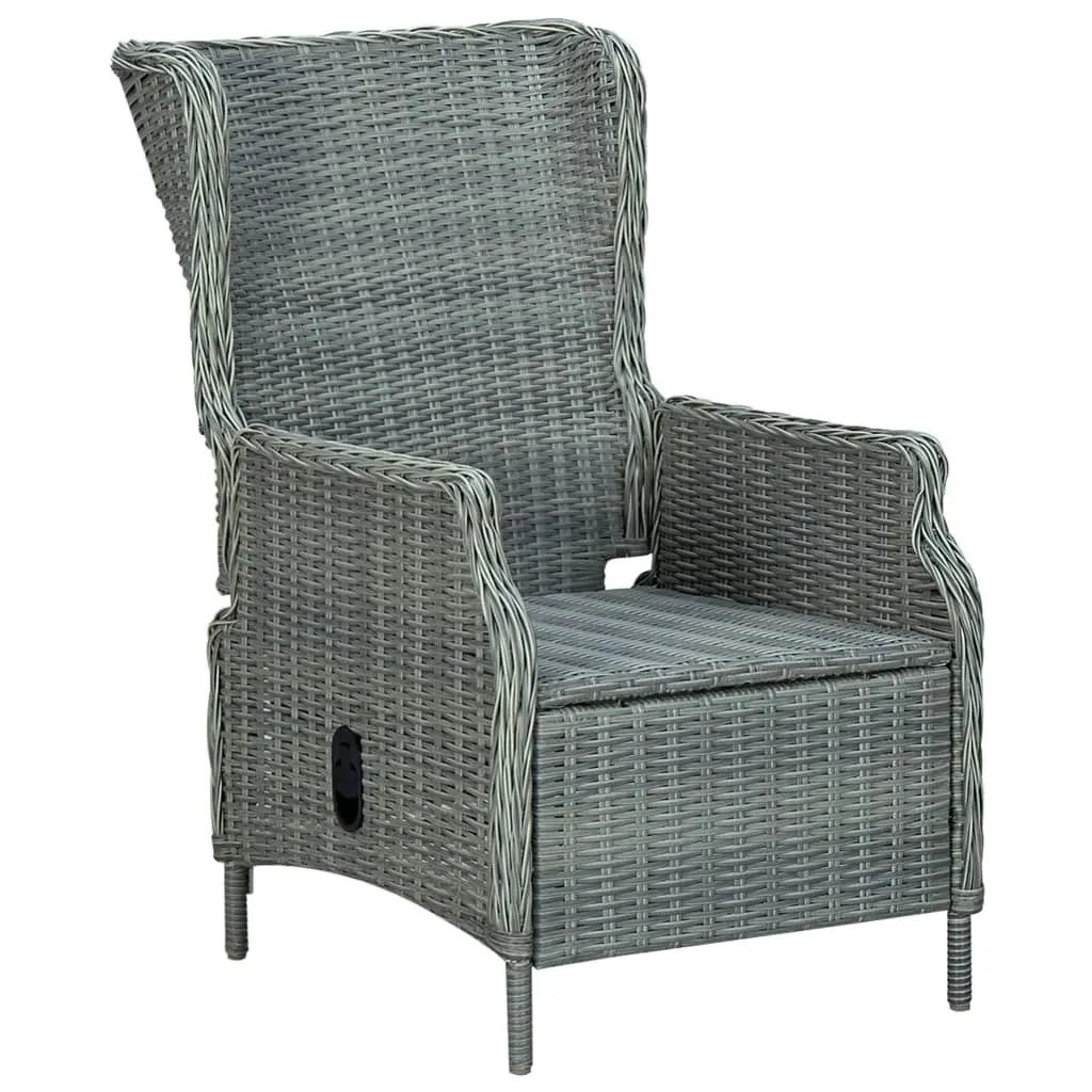 Reclining Garden Chair with Cushions Poly Rattan Light Grey 313301