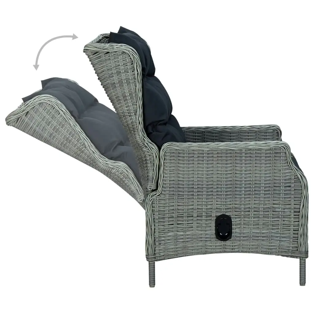 Reclining Garden Chair with Cushions Poly Rattan Light Grey 313301