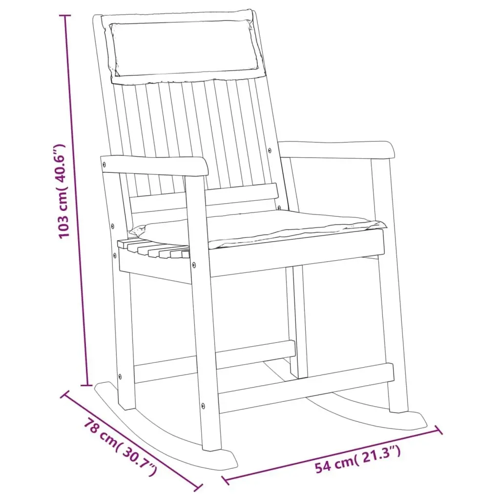 Rocking Chair with Cushions Solid Wood Acacia 360025