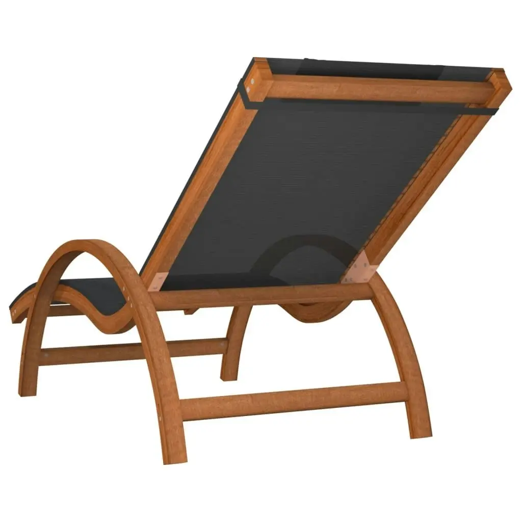 Sun Lounger with Pillow Grey Textilene and Solid Wood Poplar 363470