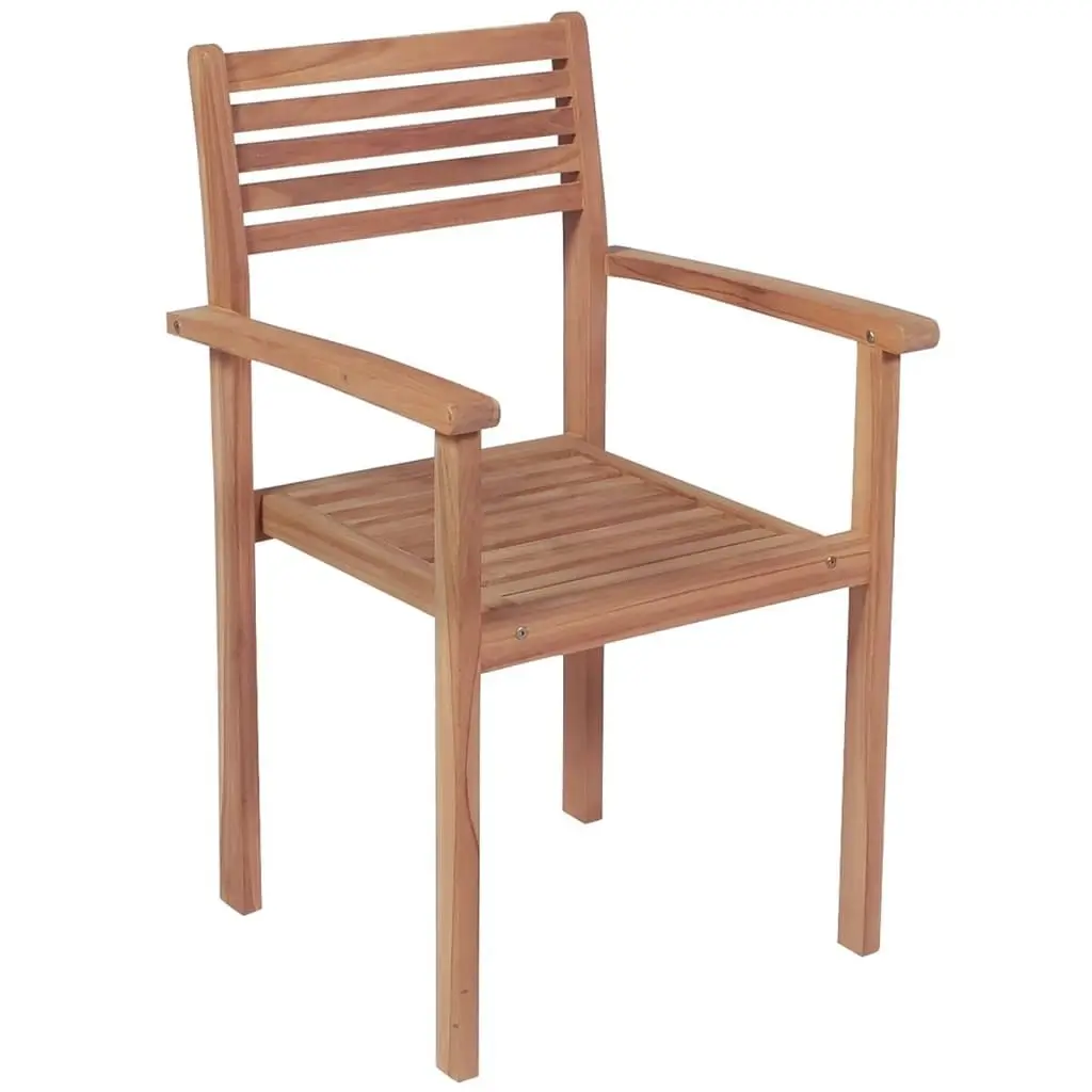 Stackable Garden Chairs with Cushions 8 pcs Solid Teak Wood 3072602