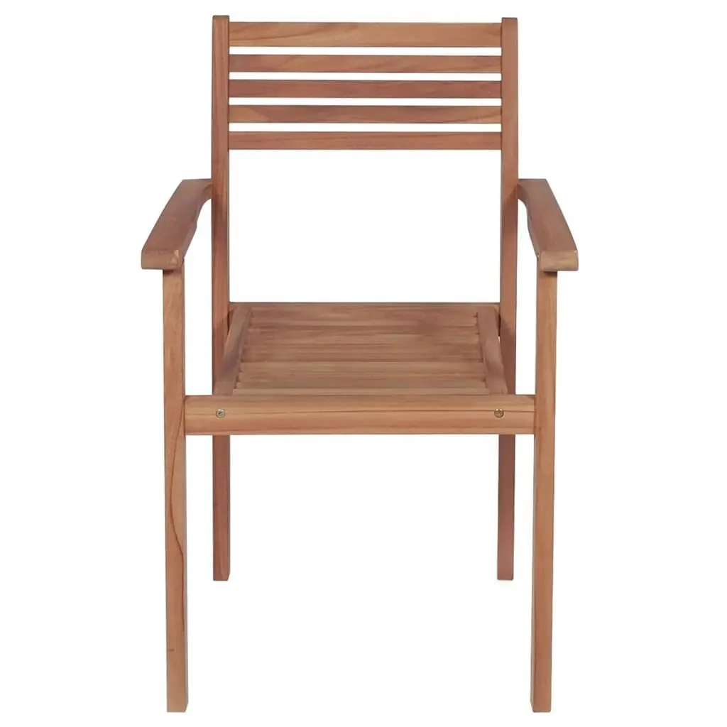 Stackable Garden Chairs with Cushions 8 pcs Solid Teak Wood 3072602