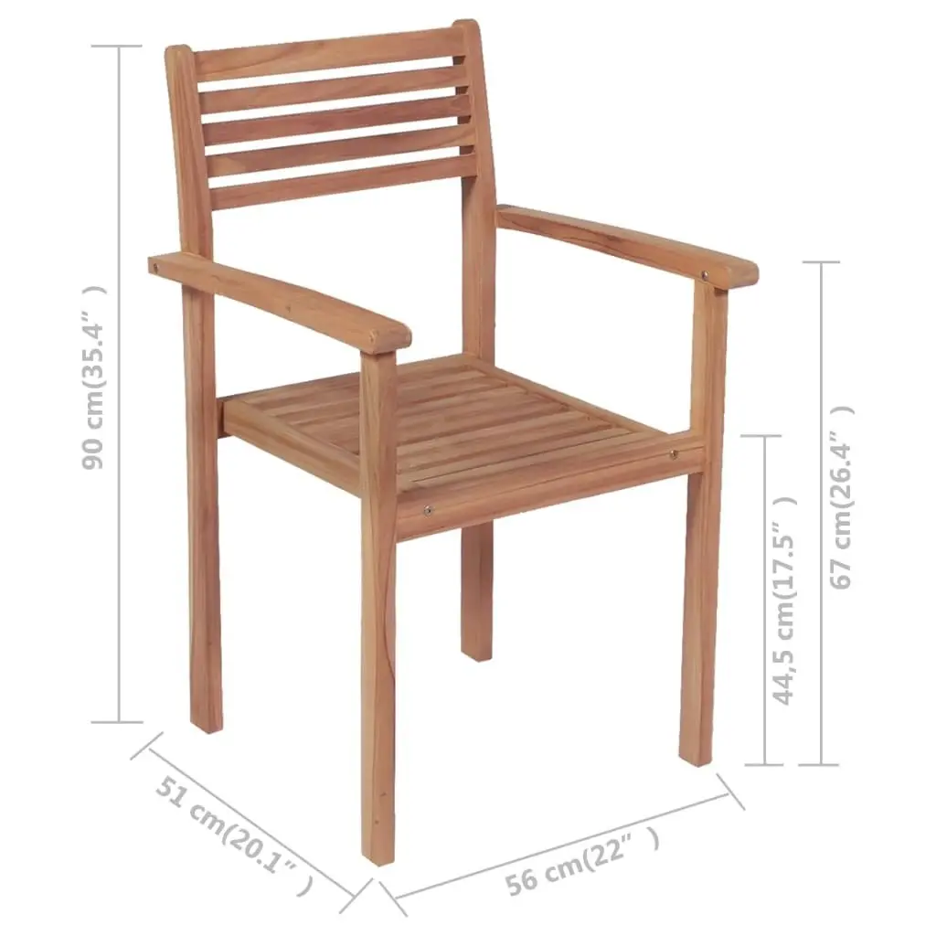 Stackable Garden Chairs with Cushions 8 pcs Solid Teak Wood 3072602