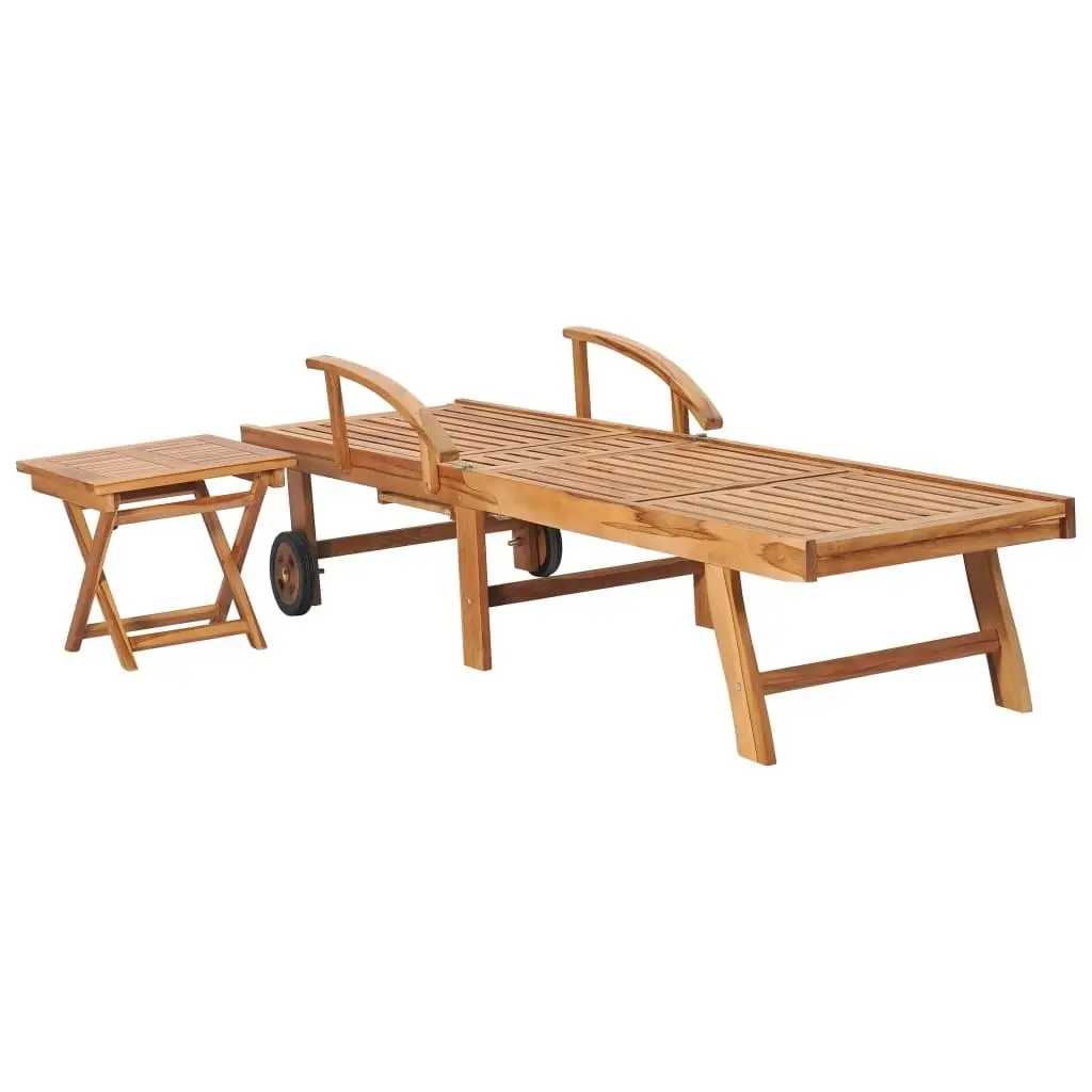 Sun Loungers 2 pcs with Table Solid Teak Wood 3051437