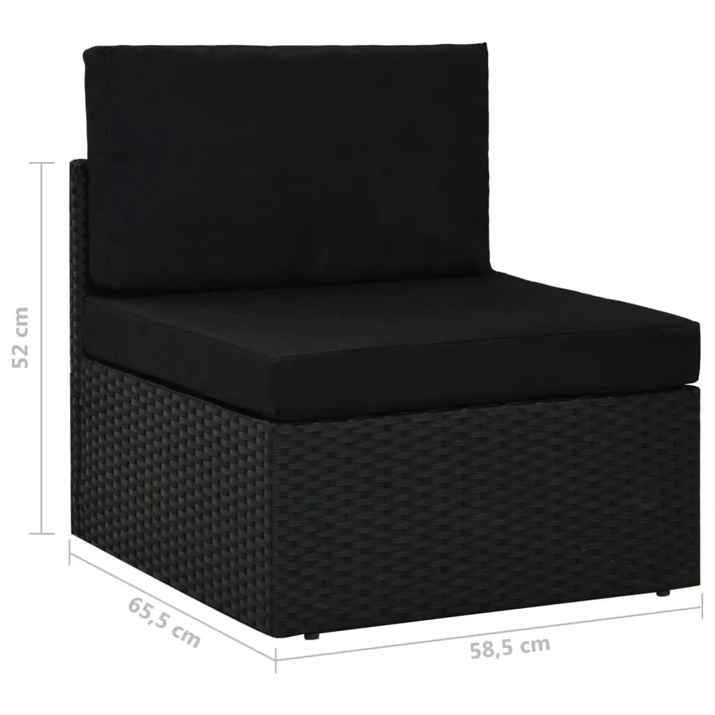 Sectional Sofa 3-Seater Poly Rattan Black 49506