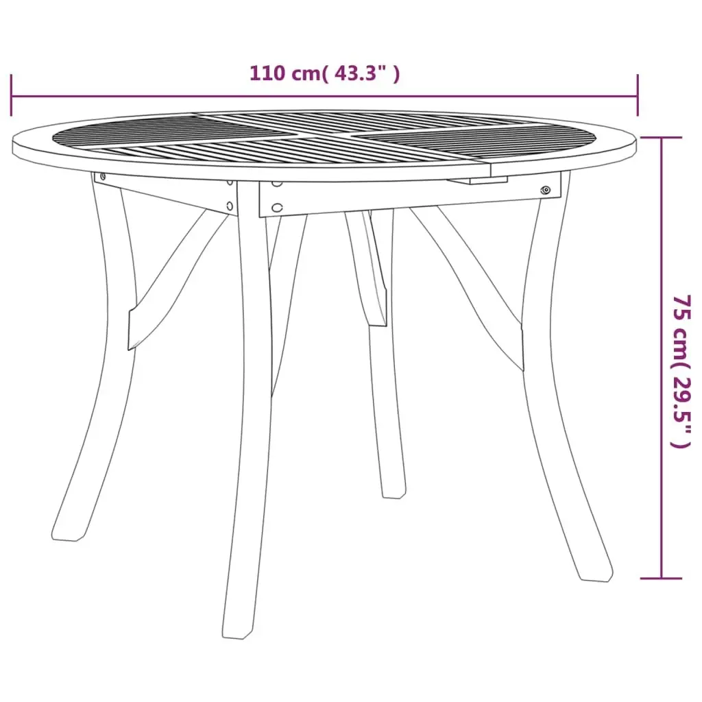 Garden Table ?110 cm Solid Wood Acacia 363303