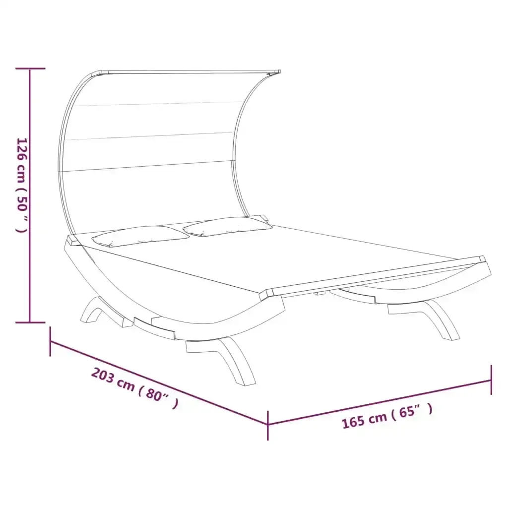 Outdoor Lounge Bed with Canopy 165x203x126cm Solid Bent Wood Anthracite 313954