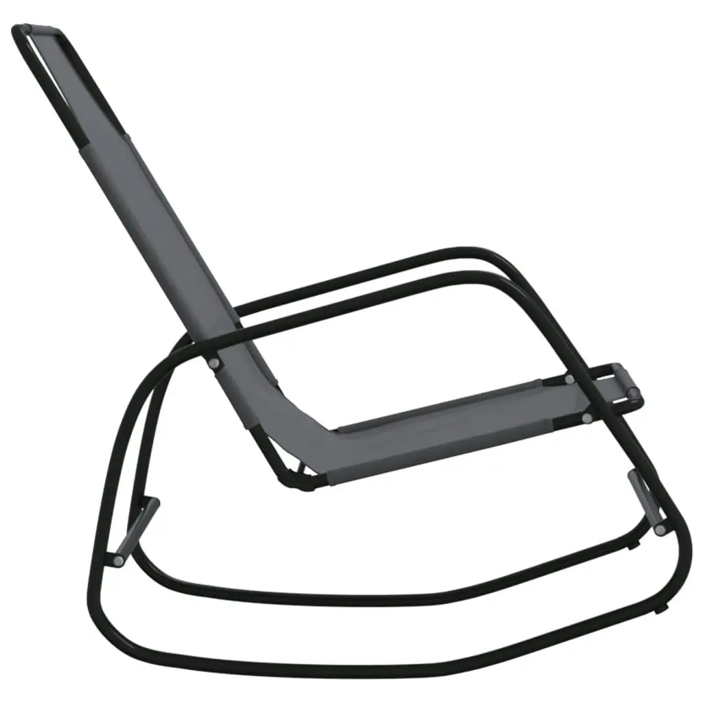 Rocking Sun Lounger Grey Steel and Textilene 318125