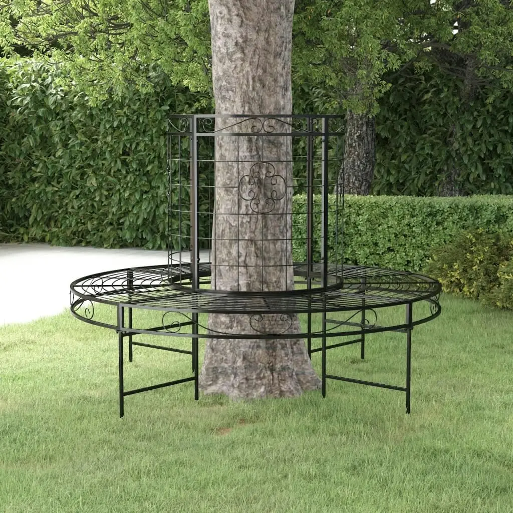 Round Tree Bench ÃƒËœ137 cm Black Steel 318822