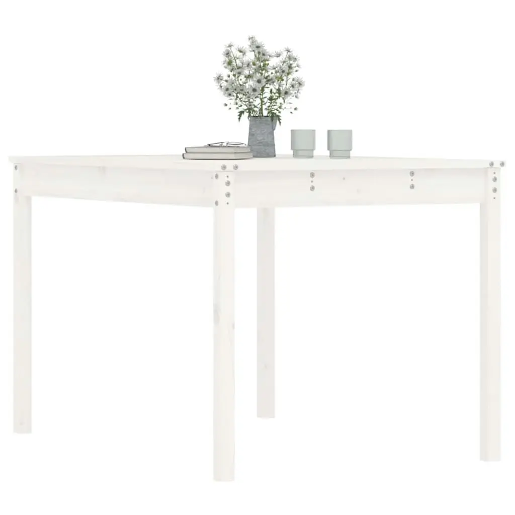 Garden Table White 121x82.5x76 cm Solid Wood Pine 823970