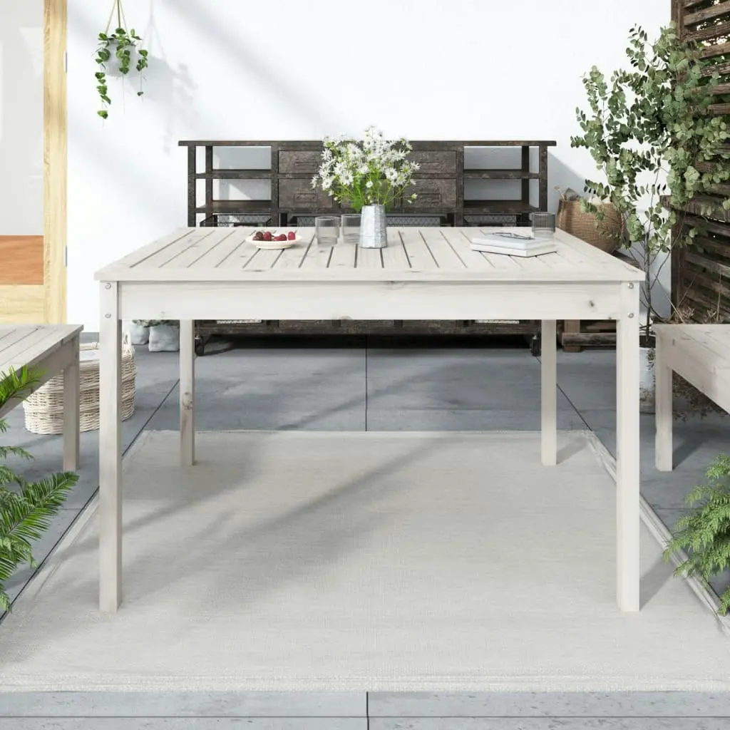 Garden Table White 121x82.5x76 cm Solid Wood Pine 823970