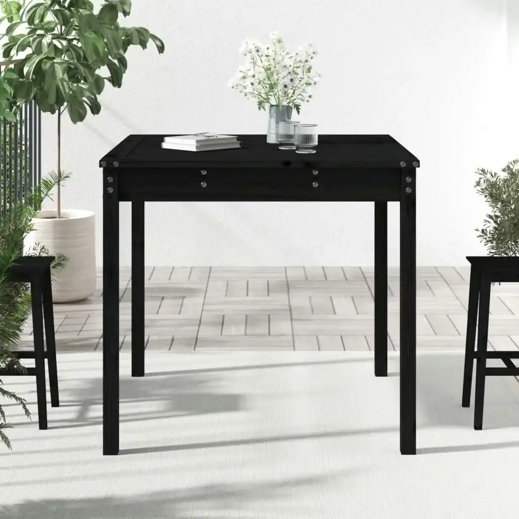 Garden Table Black 82.5x82.5x76 cm Solid Wood Pine 823966