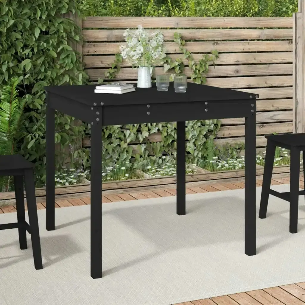 Garden Table Black 82.5x82.5x76 cm Solid Wood Pine 823966