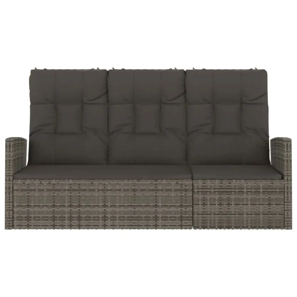 Reclining Garden Bench with Cushions Grey 173 cm Poly rattan 362184