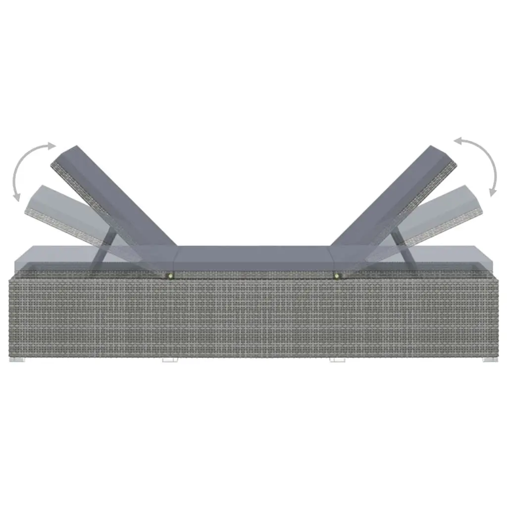 Sun Lounger with Cushion Poly Rattan Grey 46220