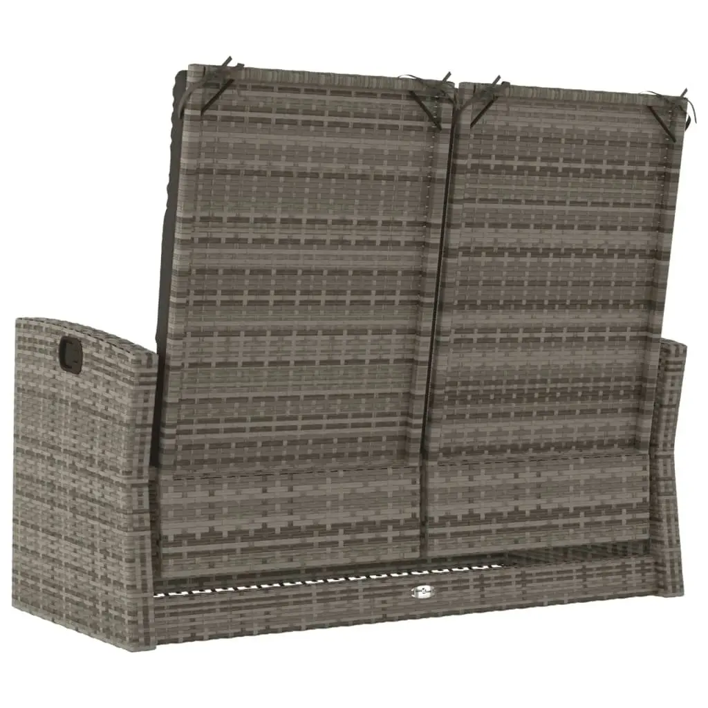 Reclining Garden Bench with Cushions Grey 118 cm Poly rattan 362186