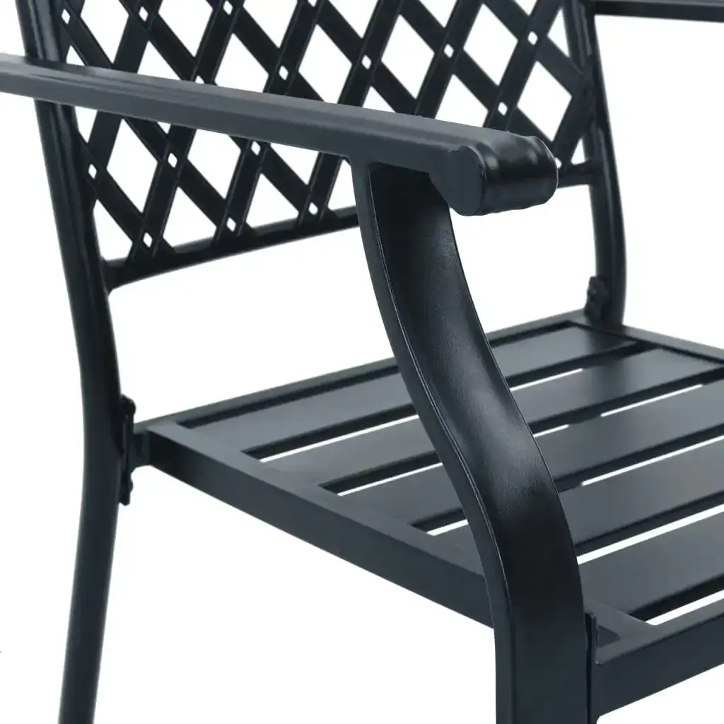 Stackable Outdoor Chairs 2 pcs Steel Black 44265