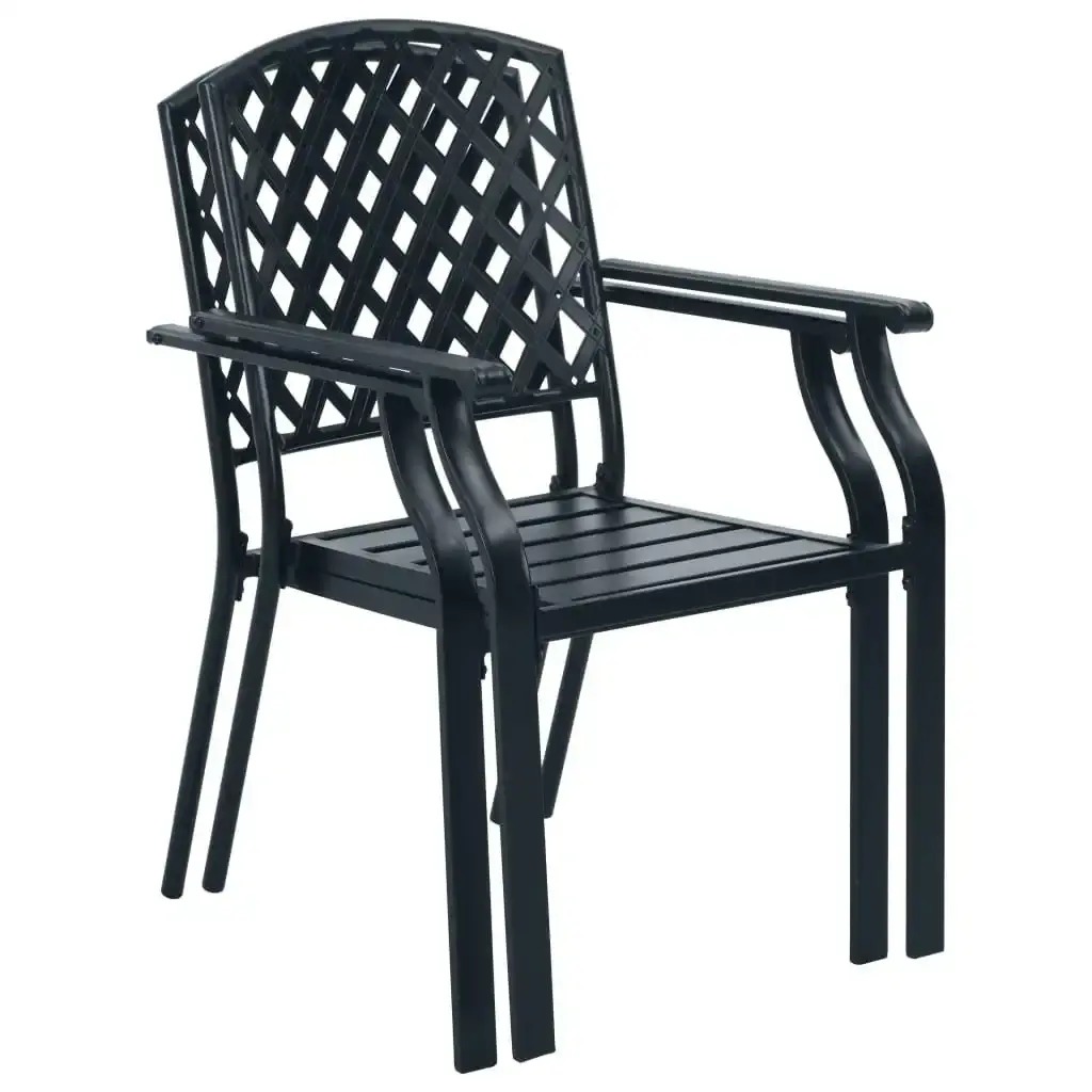 Stackable Outdoor Chairs 2 pcs Steel Black 44265