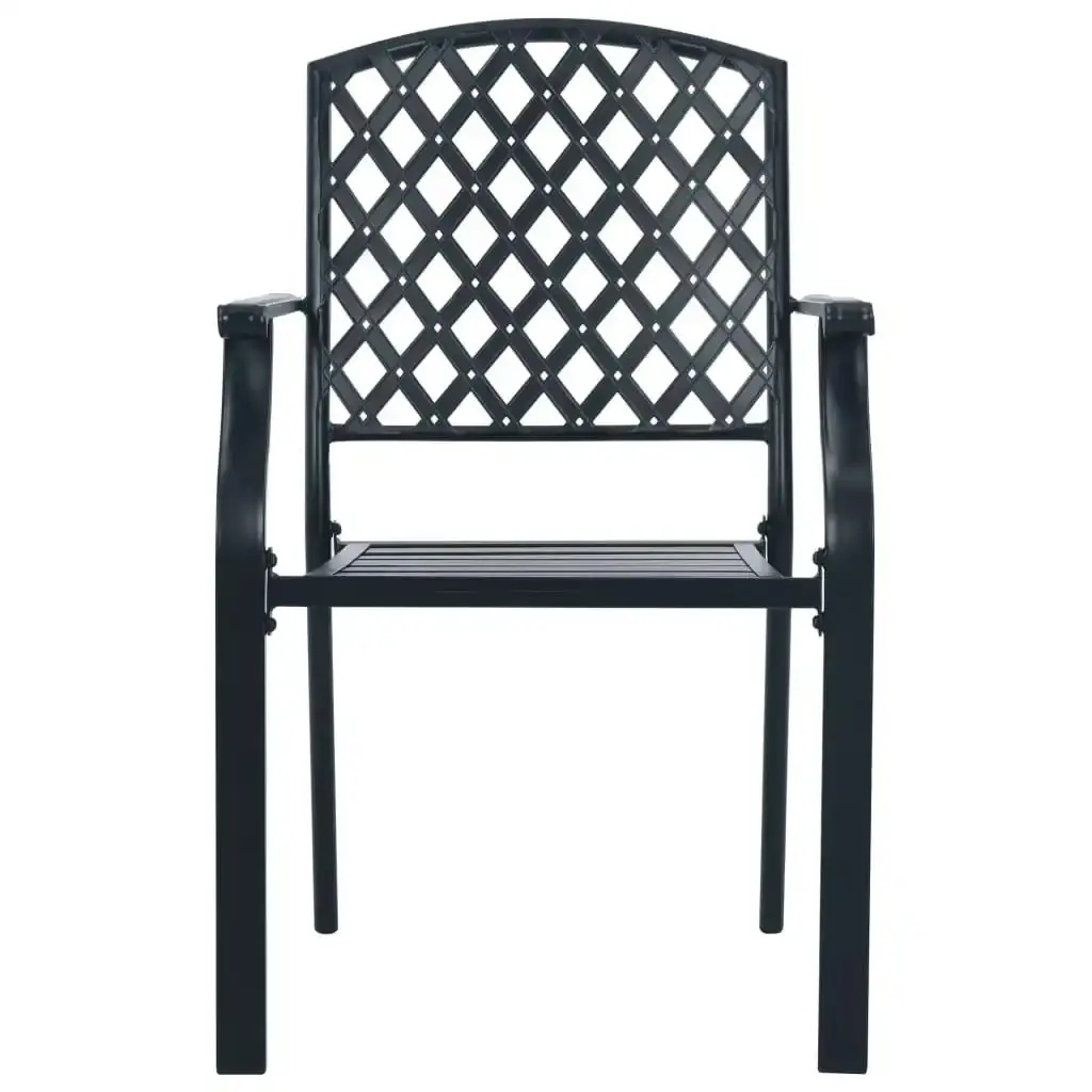 Stackable Outdoor Chairs 2 pcs Steel Black 44265