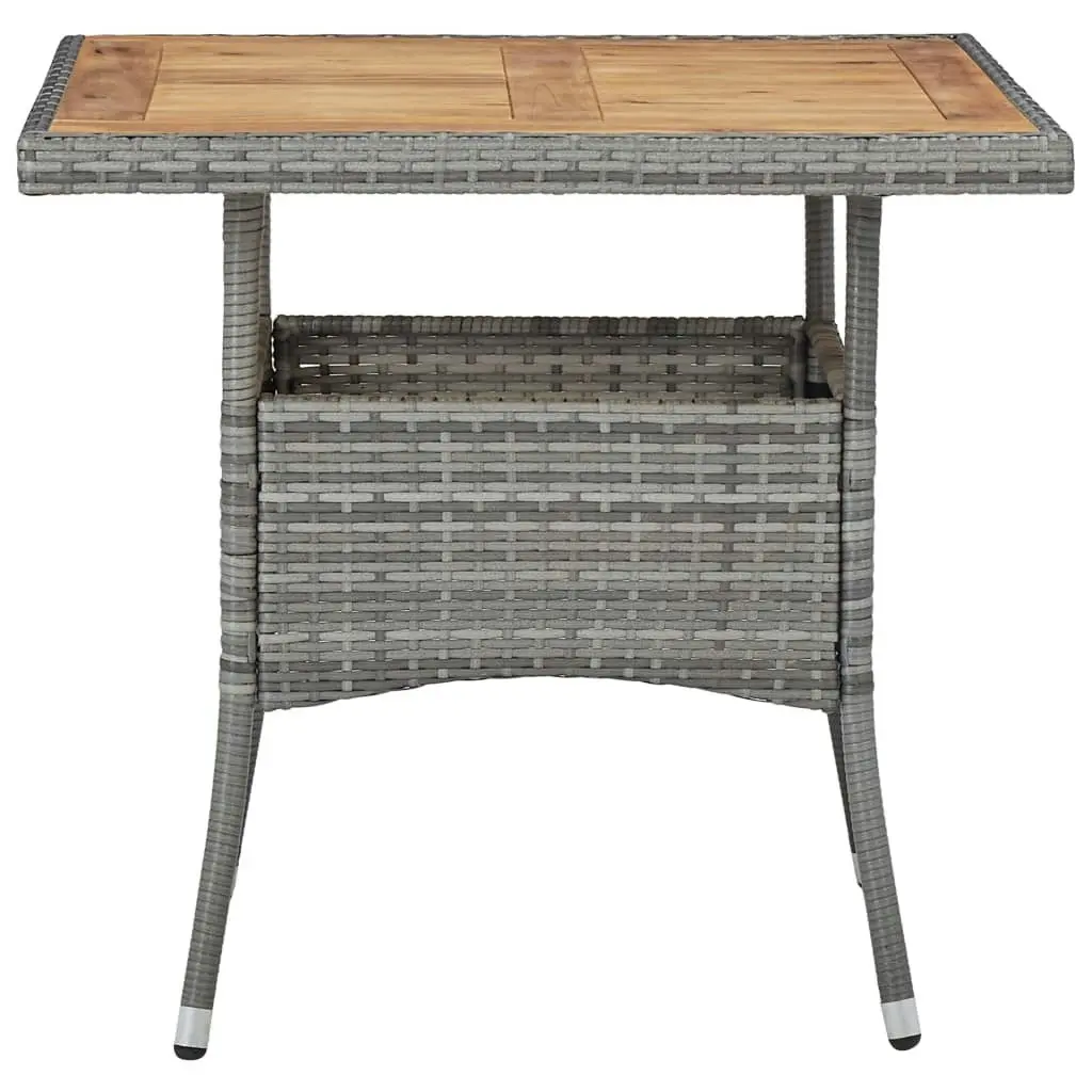 Outdoor Dining Table Grey Poly Rattan and Solid Acacia Wood 46172