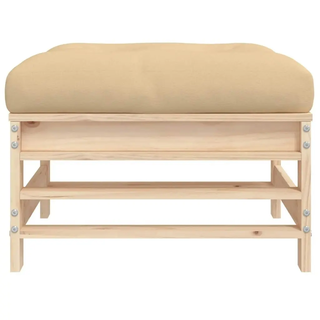 Garden Footstools with Cushions 2pcs Solid Wood Pine 825695