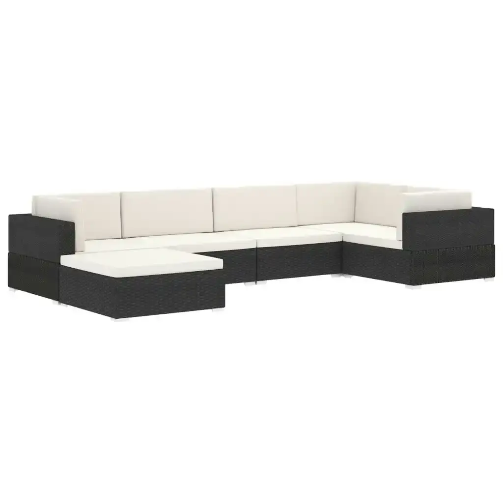 Sectional Footrest 1 pc with Cushion Poly Rattan Black 46802