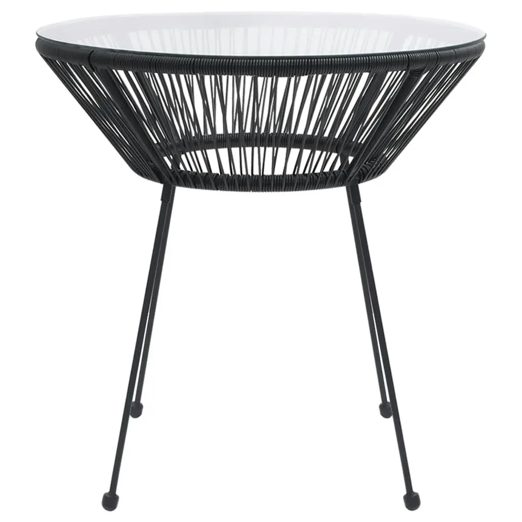 Garden Dining Table Black ?0x74 cm Rattan and Glass 312165