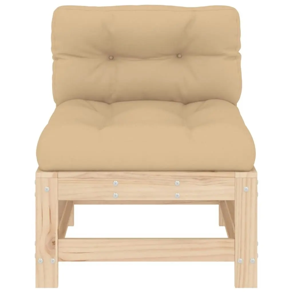 Middle Sofa with Cushions Solid Wood Pine 825660