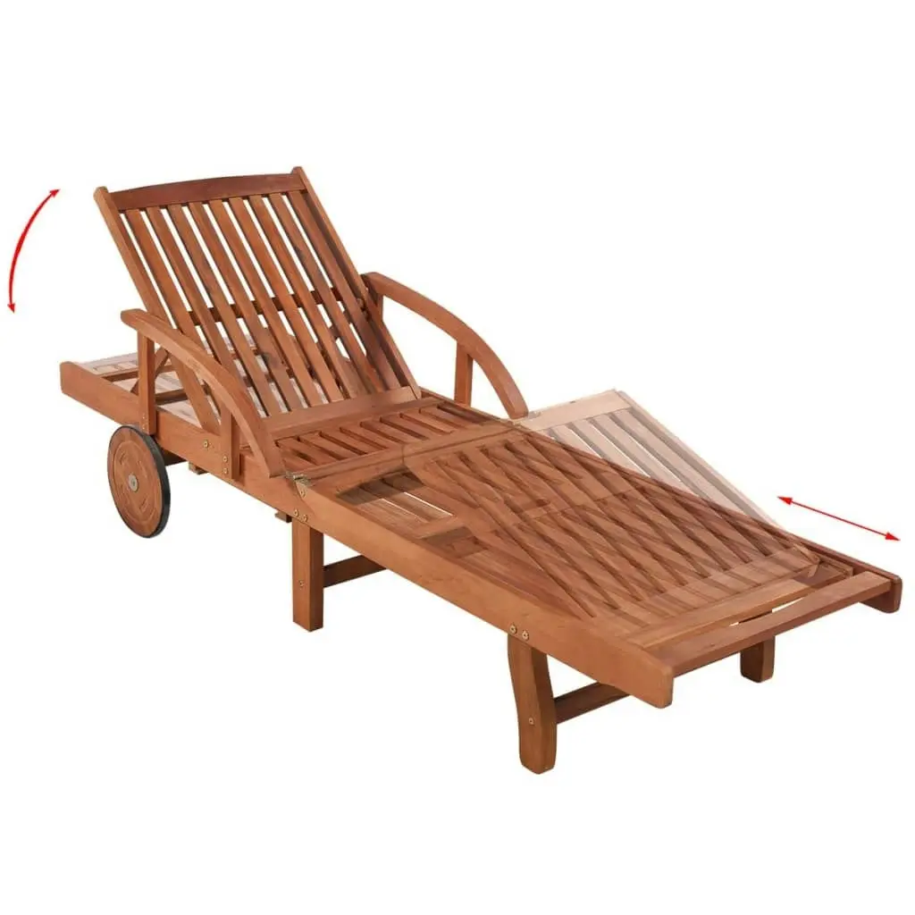 Sun Lounger with Table Solid Acacia Wood 42594