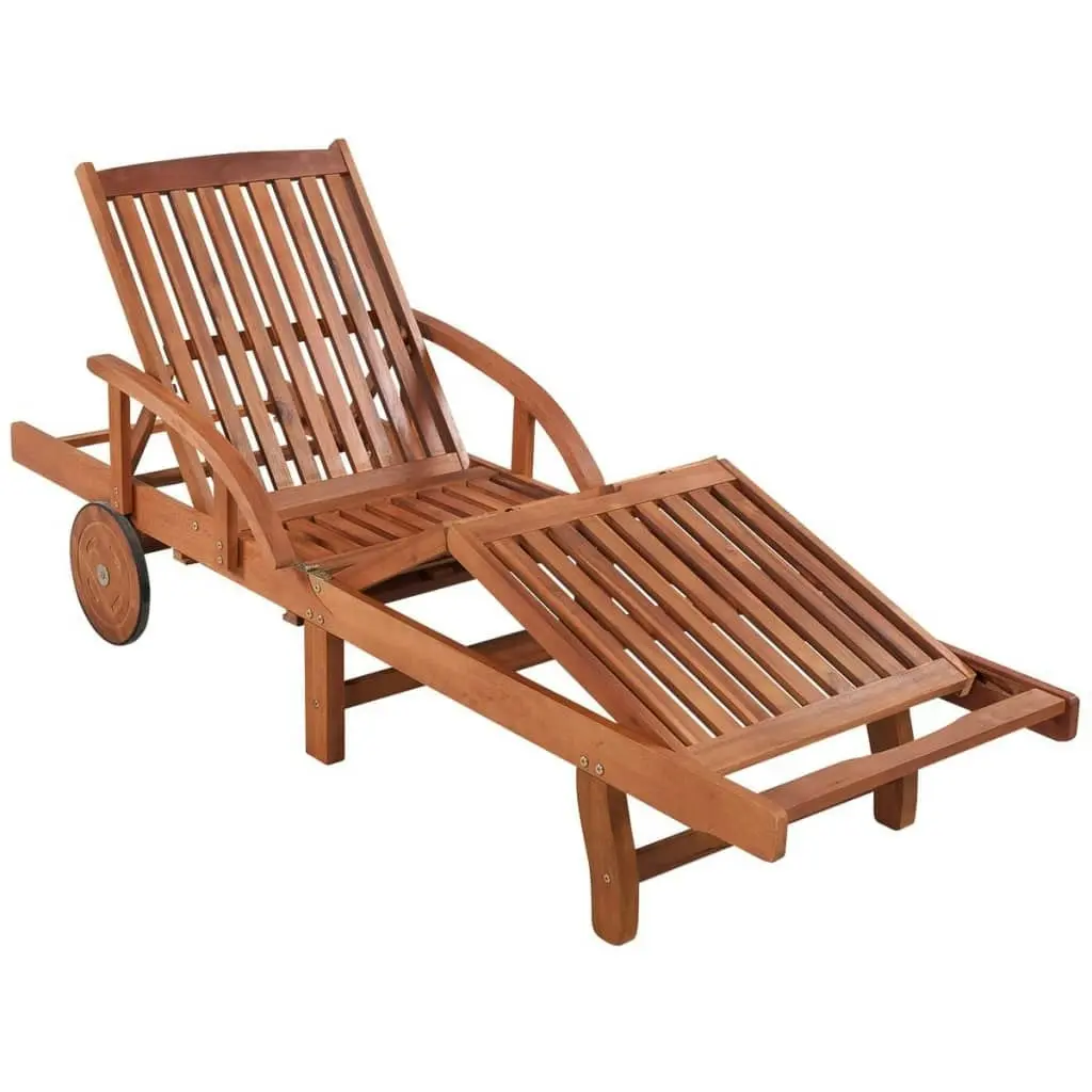 Sun Lounger with Table Solid Acacia Wood 42594