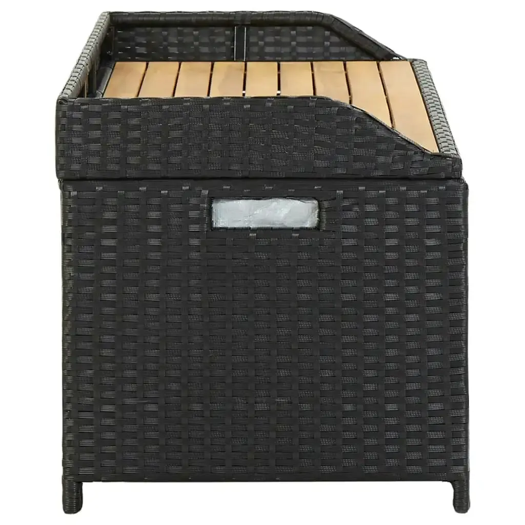 Garden Storage Bench 120 cm Poly Rattan Black 46480