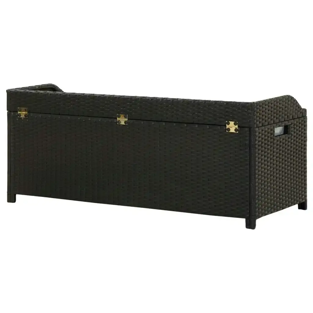 Garden Storage Bench 120 cm Poly Rattan Black 46480