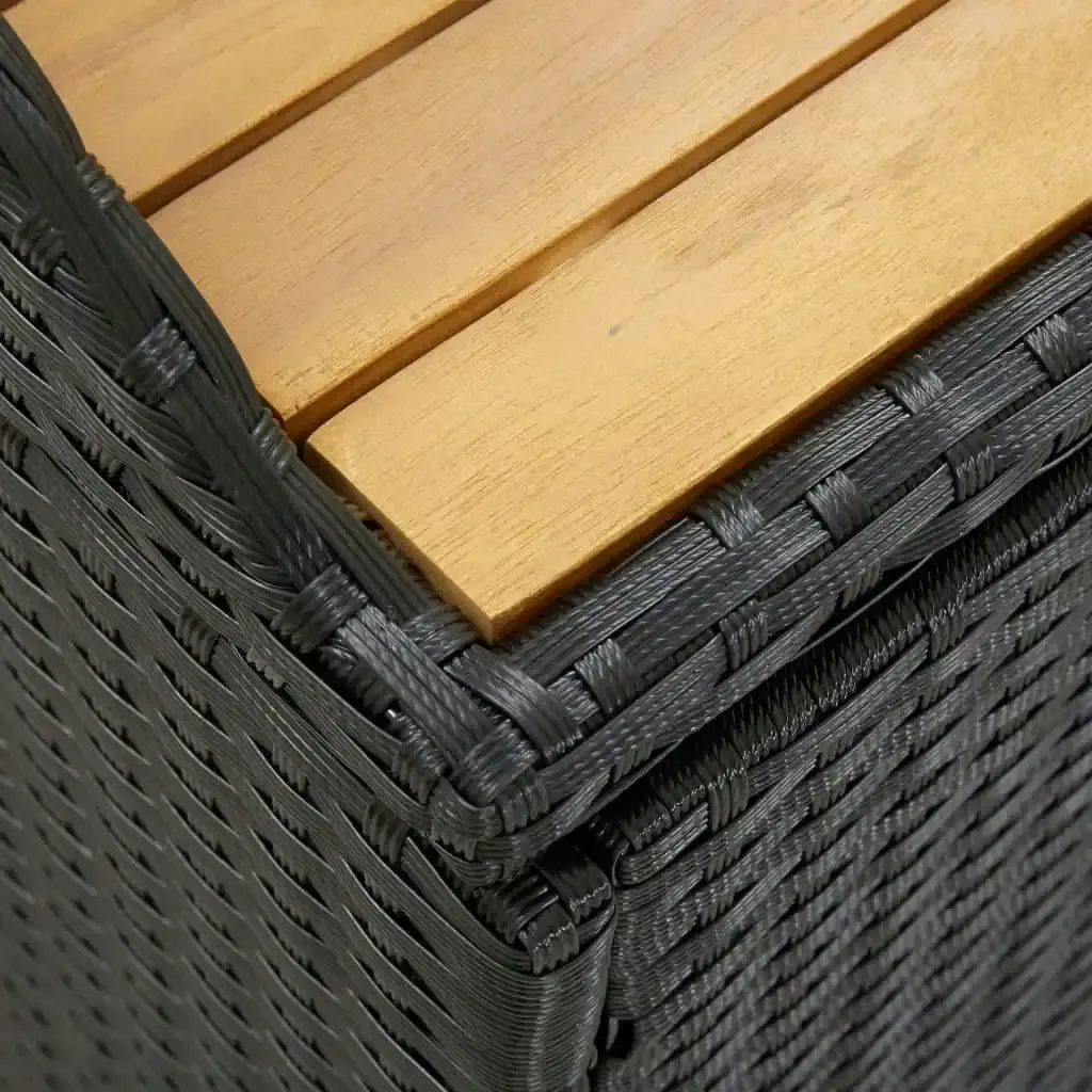 Garden Storage Bench 120 cm Poly Rattan Black 46480