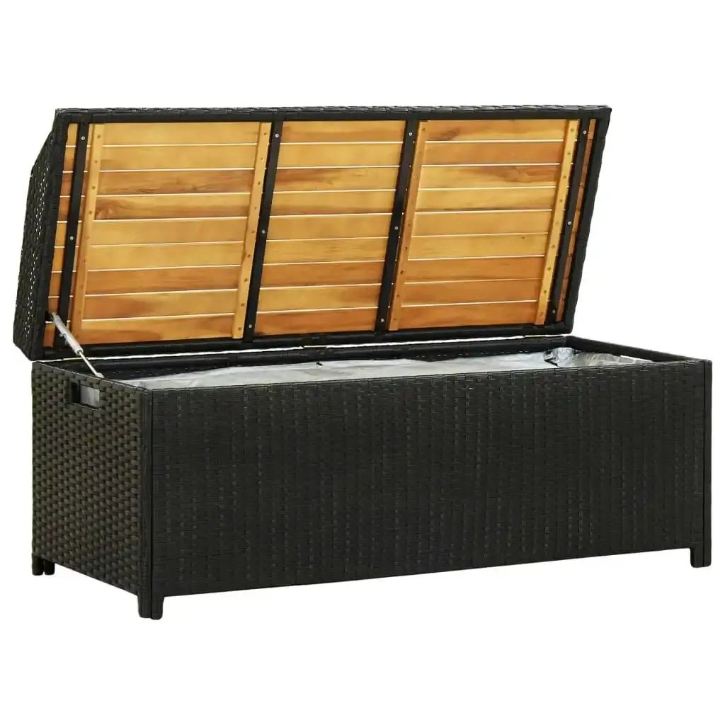 Garden Storage Bench 120 cm Poly Rattan Black 46480