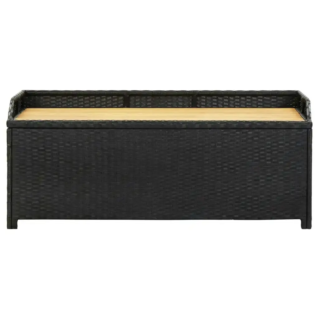 Garden Storage Bench 120 cm Poly Rattan Black 46480