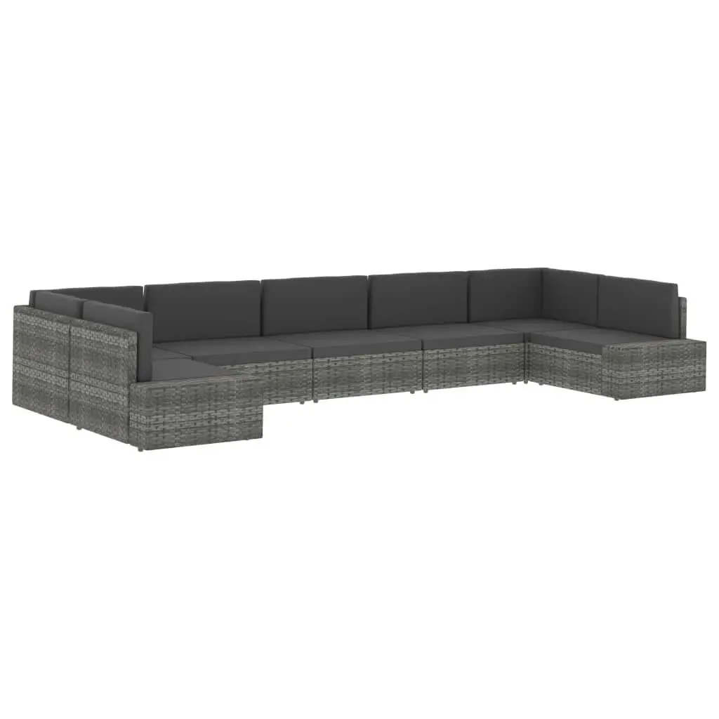 Sectional Corner Sofa with Left Armrest Poly Rattan Grey 49519