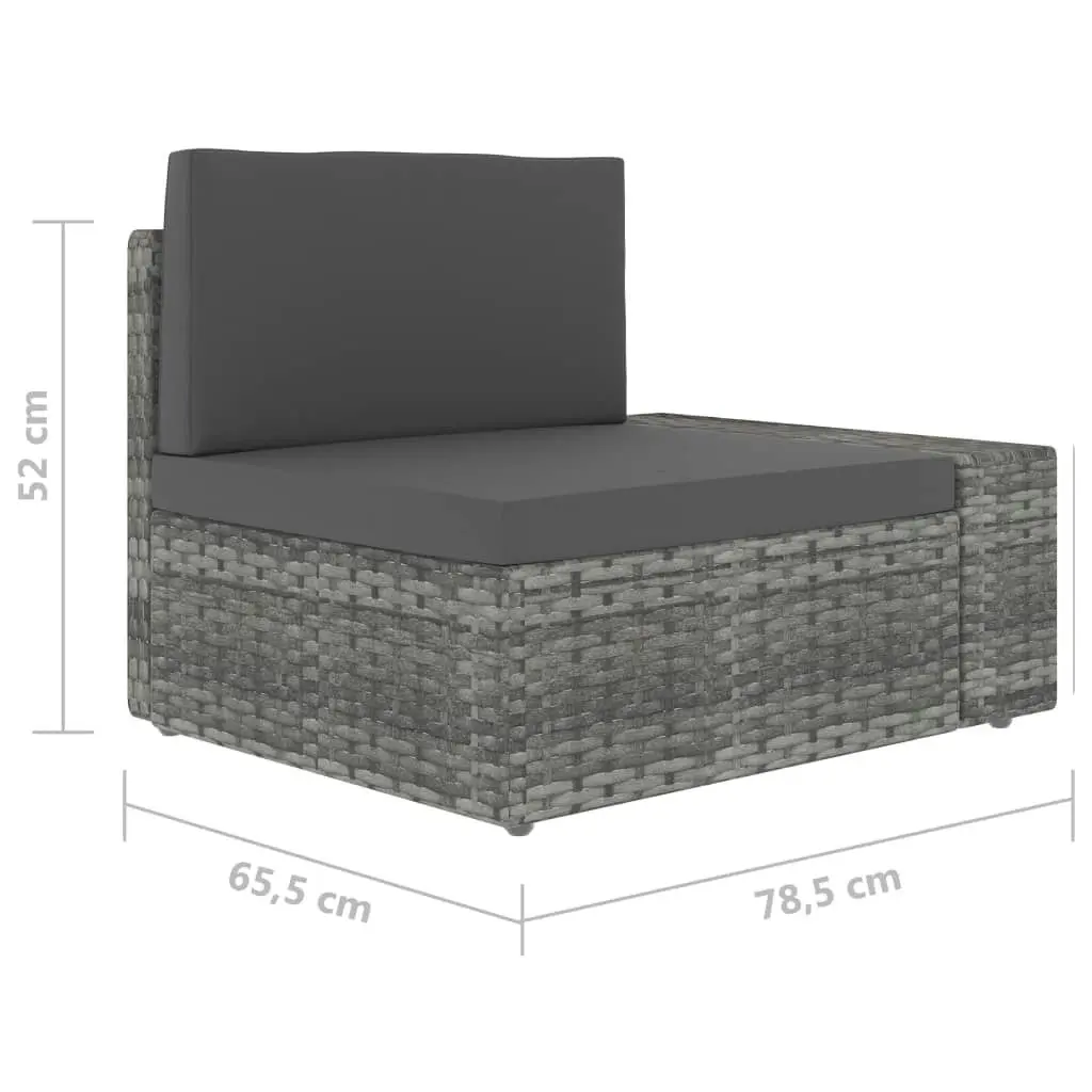 Sectional Corner Sofa with Left Armrest Poly Rattan Grey 49519