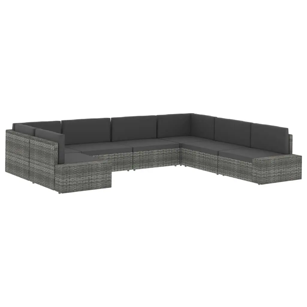 Sectional Corner Sofa with Left Armrest Poly Rattan Grey 49519