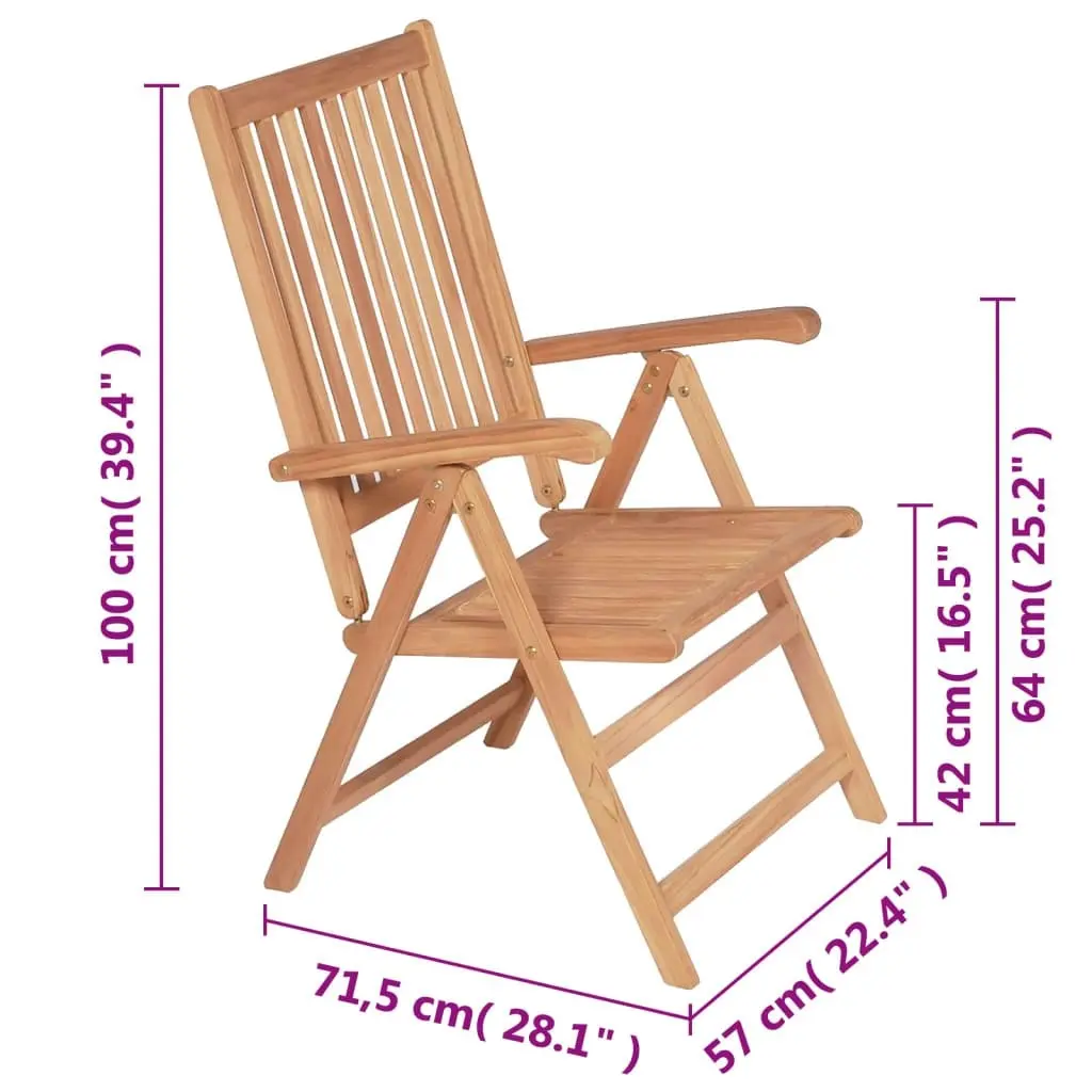 Reclining Garden Chairs 2 pcs Solid Teak Wood 43029