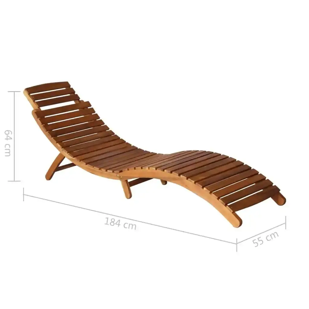 Garden Sun Lounger with Table and Cushion Solid Acacia Wood 3061598