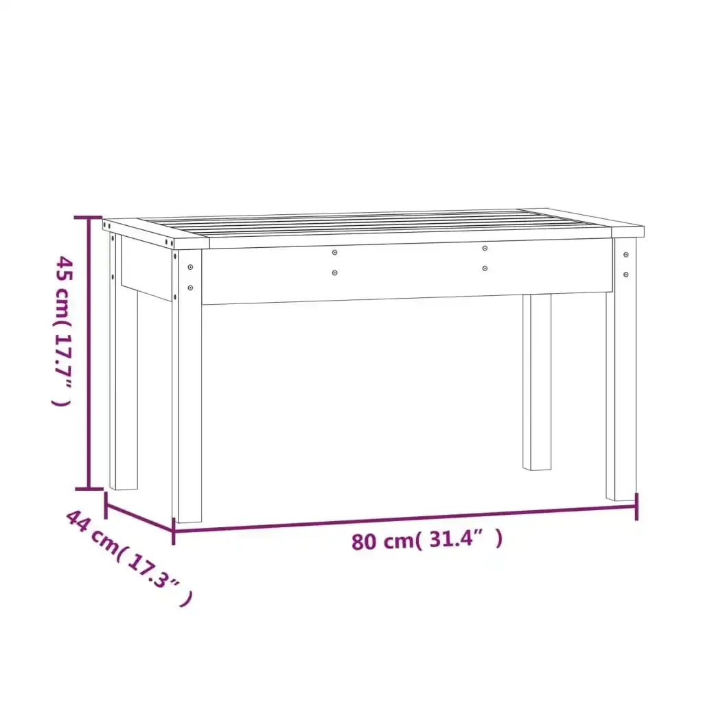 Garden Bench White 80x44x45 cm Solid Wood Pine 823998