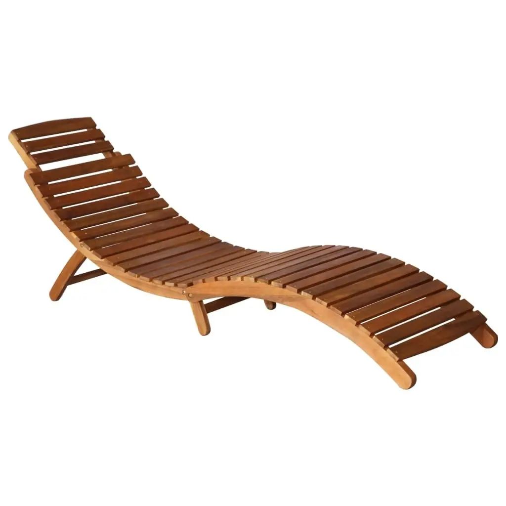 Garden Sun Lounger with Table and Cushion Solid Wood Acacia 3061591